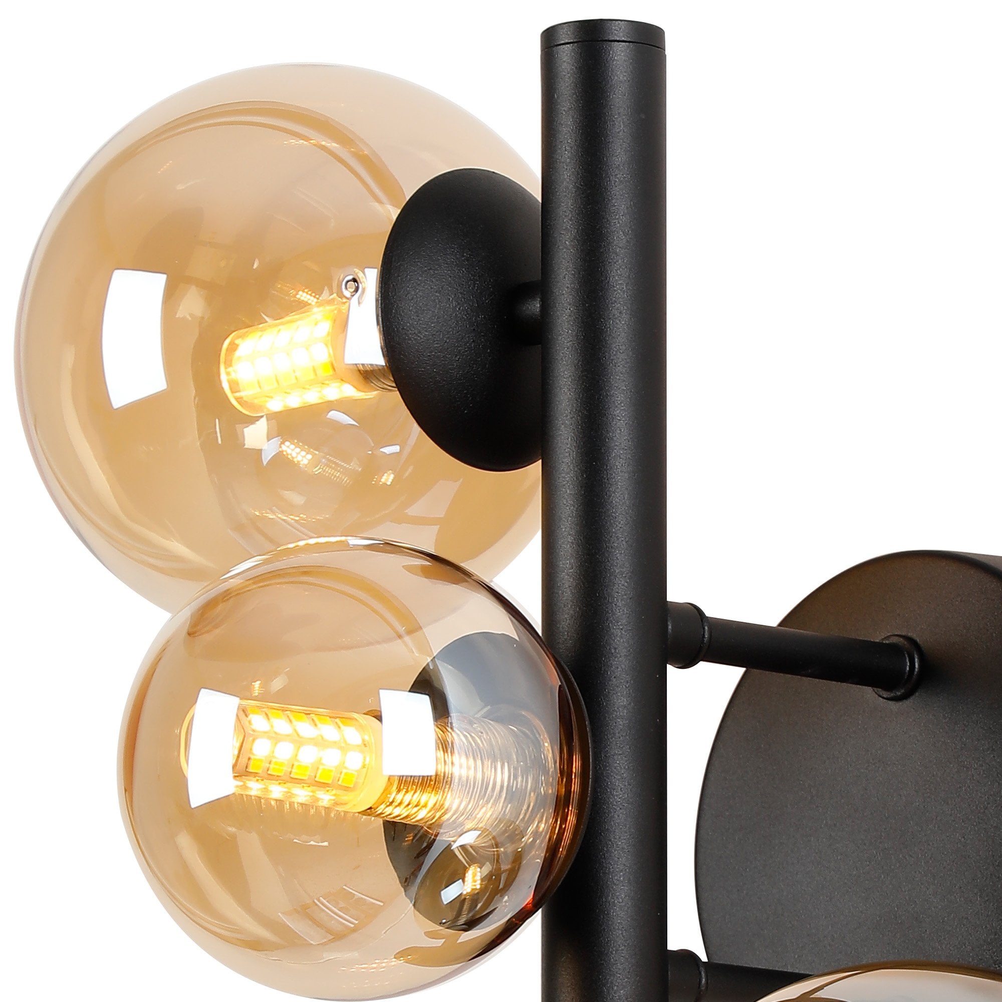 NL9045/AM9 Prague  3 Light Wall Light Satin Black Amber Plated