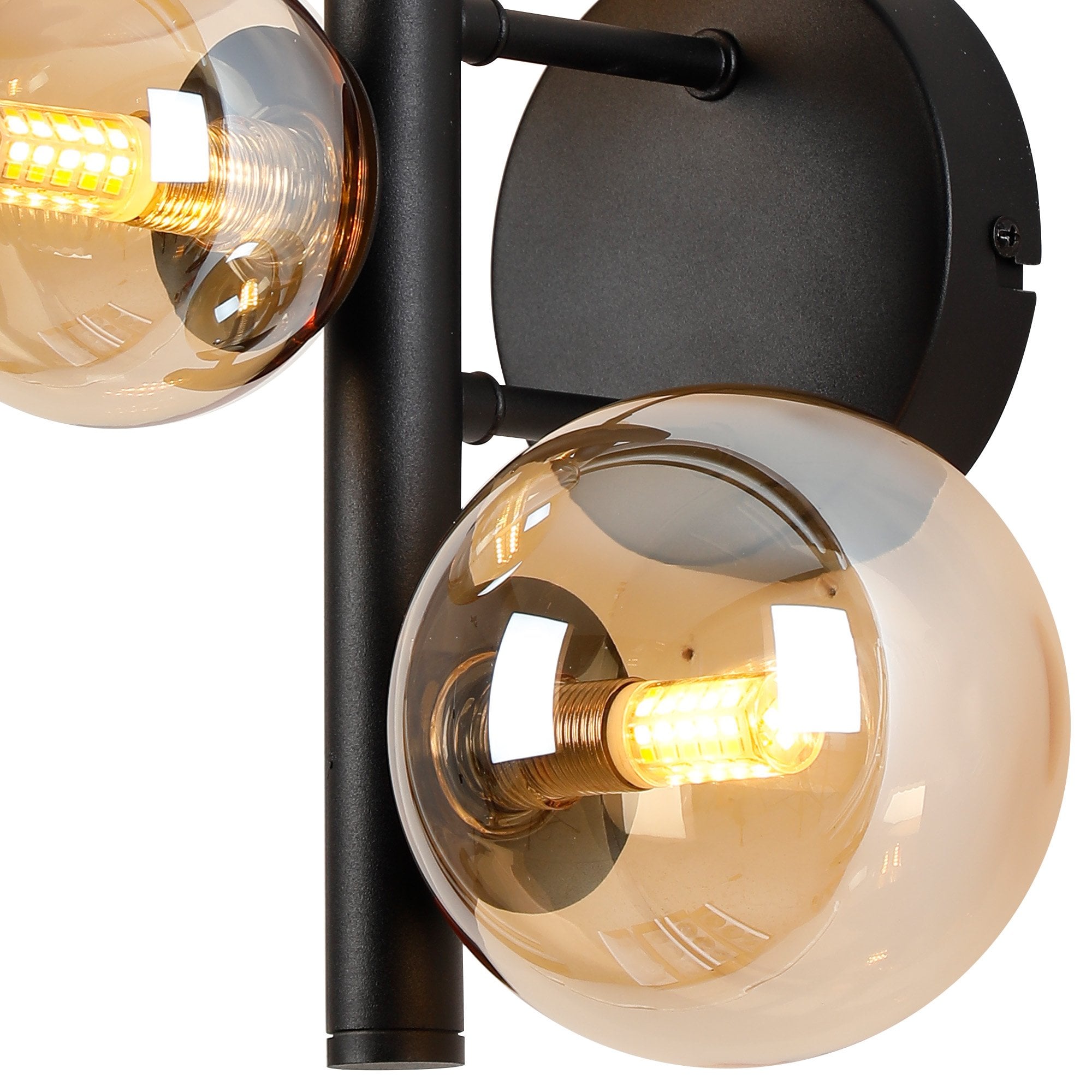 NL9045/AM9 Prague  3 Light Wall Light Satin Black Amber Plated
