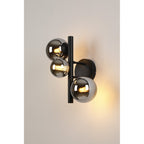 NL9045/CH9 Prague 3 Light Wall Light Satin Black Chrome Plated