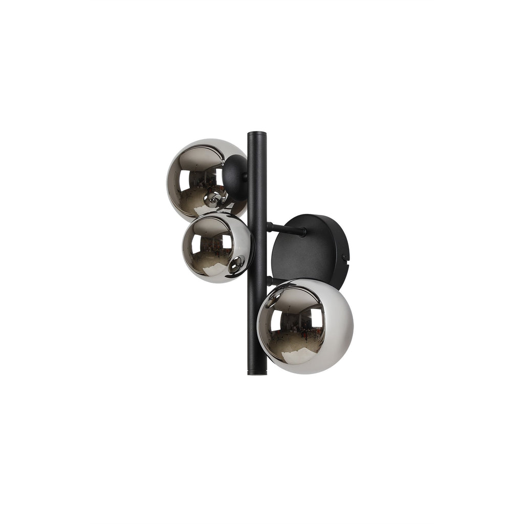 NL9045/CH9 Prague 3 Light Wall Light Satin Black Chrome Plated