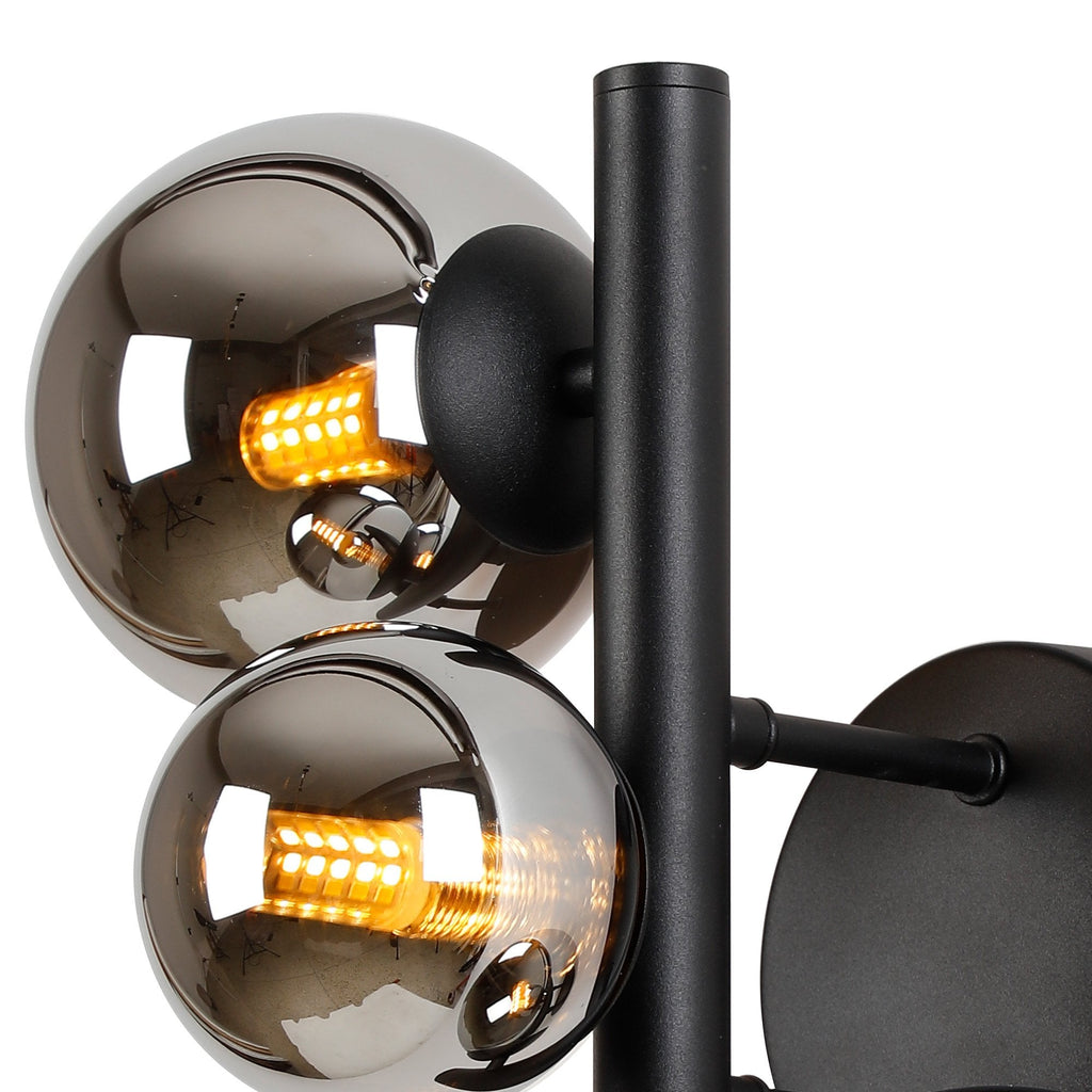 NL9045/CH9 Prague 3 Light Wall Light Satin Black Chrome Plated