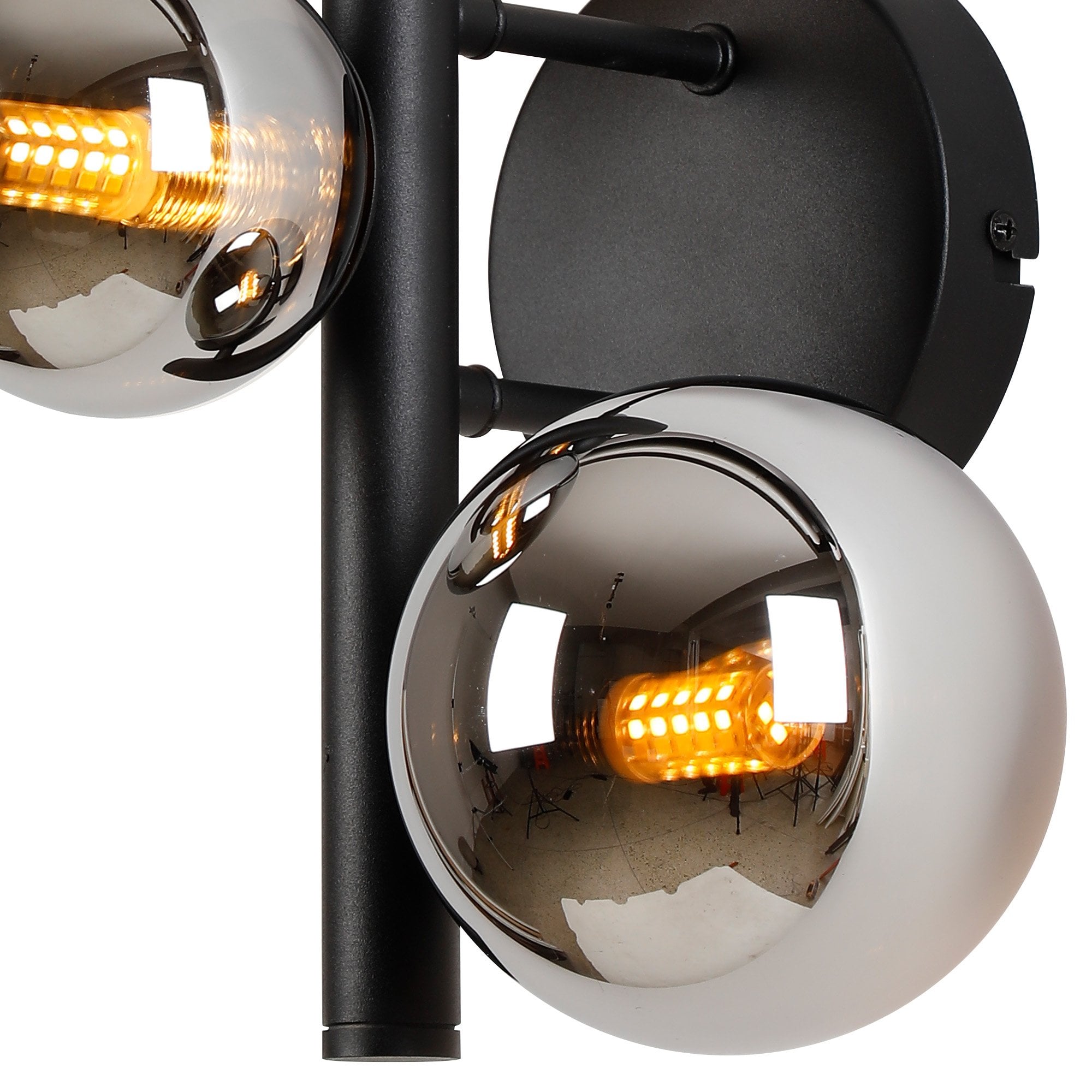 NL9045/CH9 Prague 3 Light Wall Light Satin Black Chrome Plated