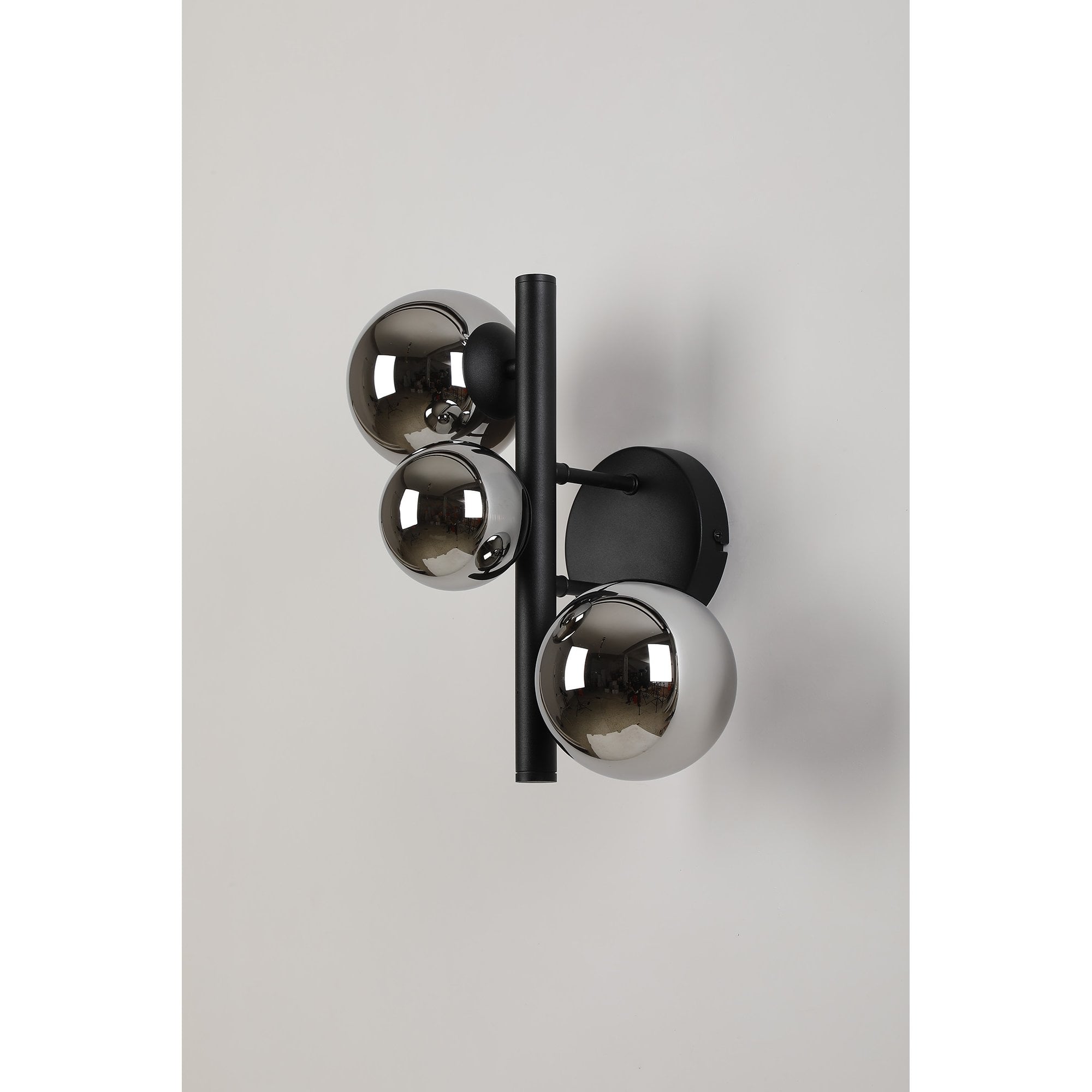NL9045/CH9 Prague 3 Light Wall Light Satin Black Chrome Plated