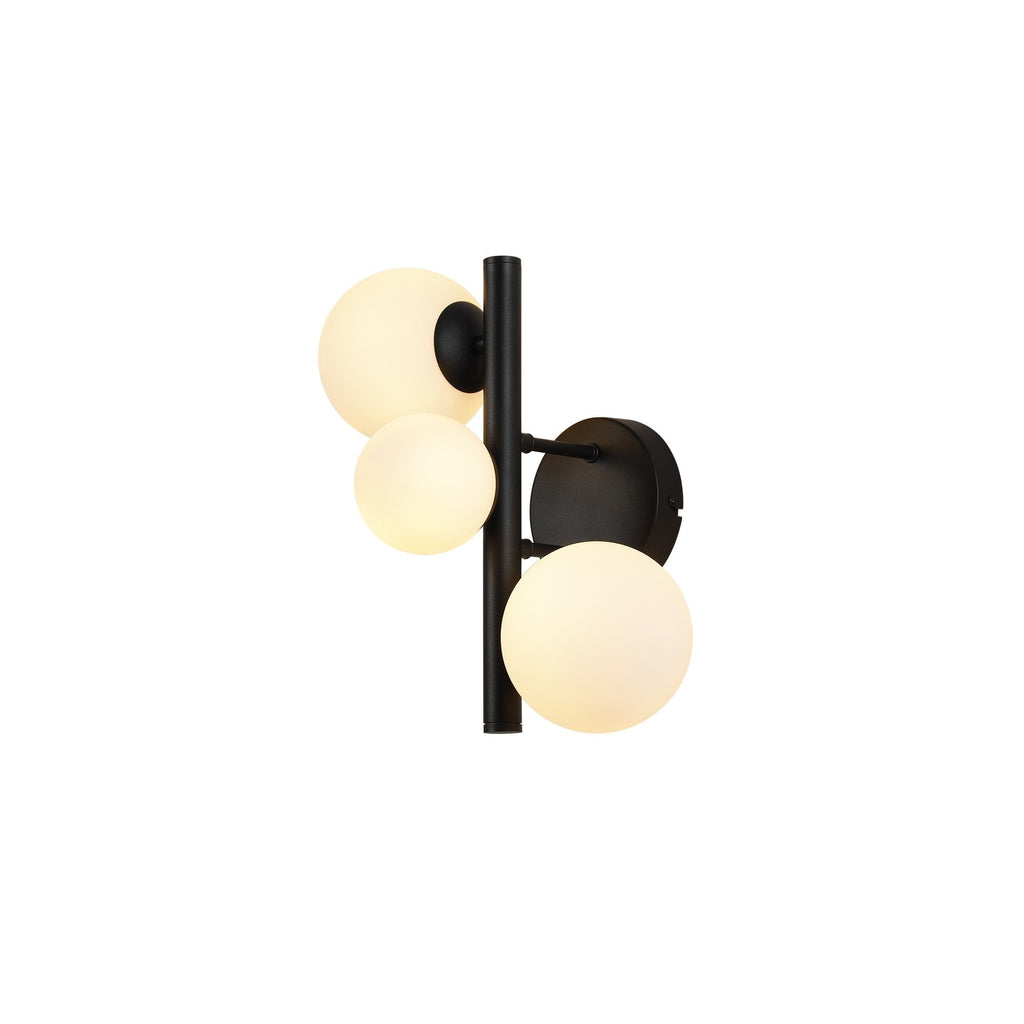 NL9045/OP9 Prague 3 Light Wall Light Satin Black Opal