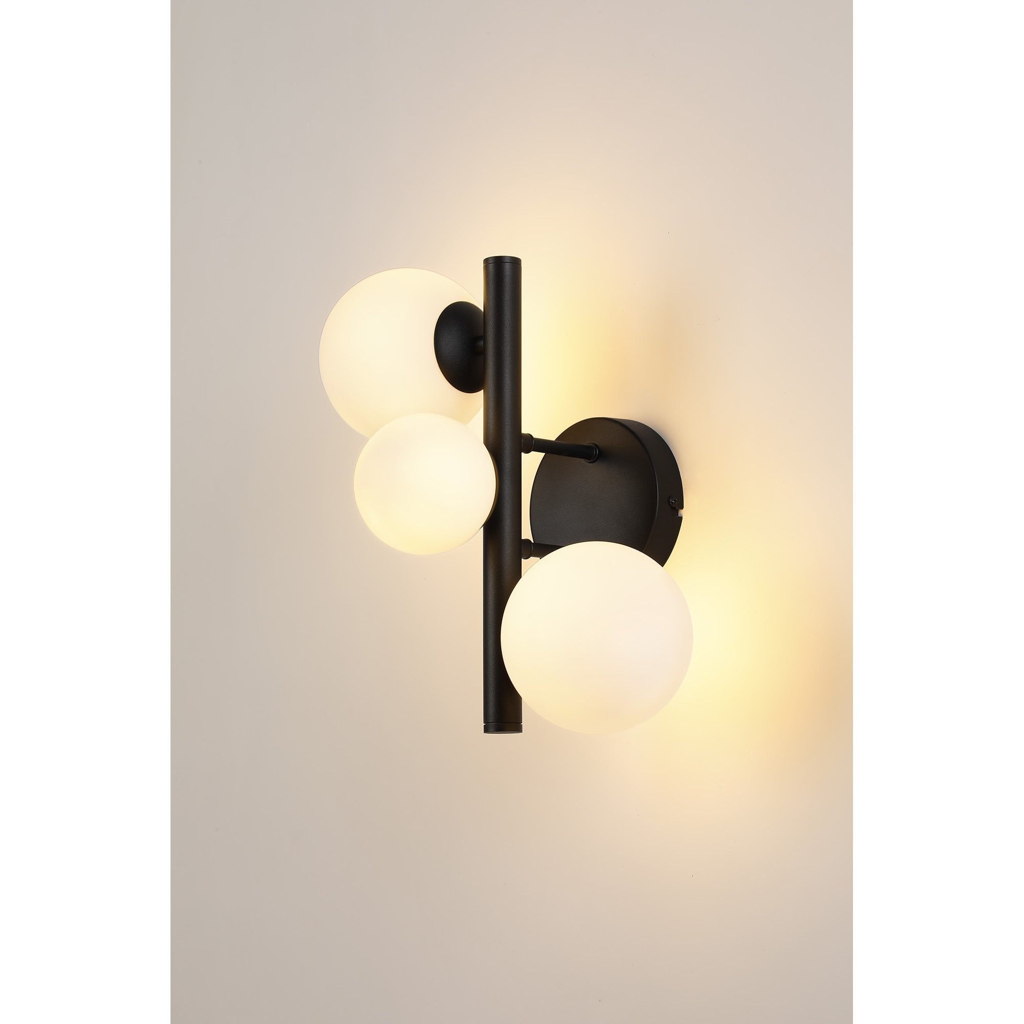 NL9045/OP9 Prague 3 Light Wall Light Satin Black Opal