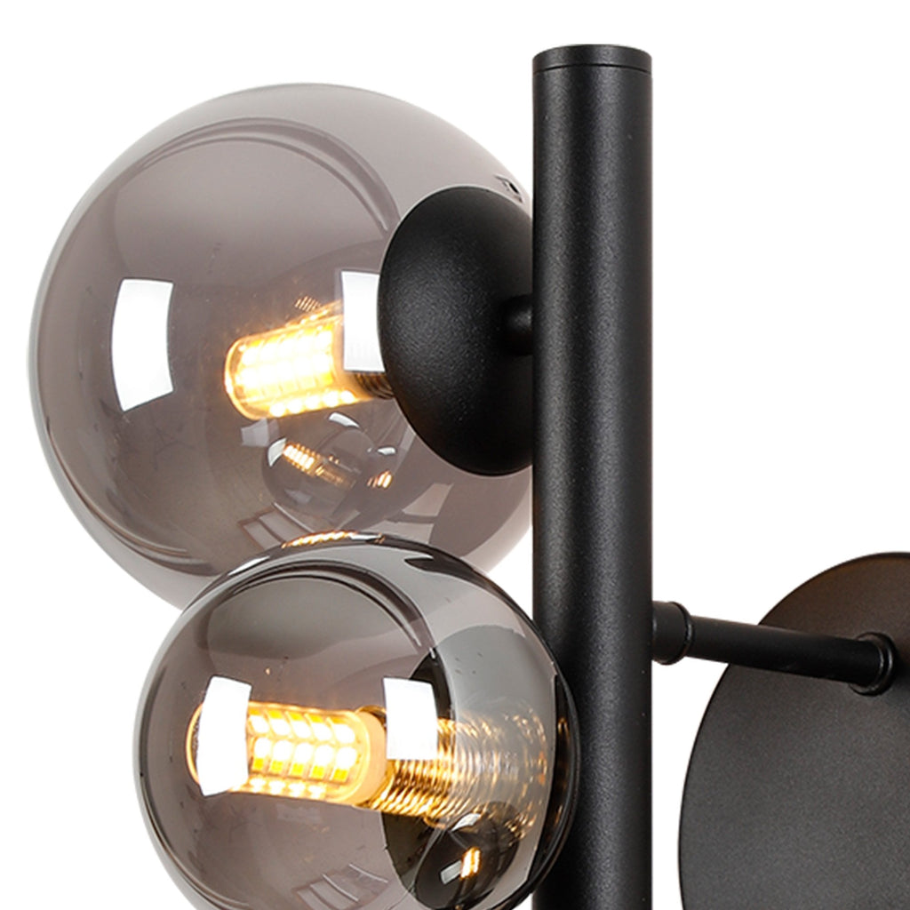 NL9045/SM9 Prague 3 Light Wall Light Satin Black Smoke Plated