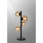 NL9047/AM9 Prague 4 Light Table Lamp Satin Black Amber Plated