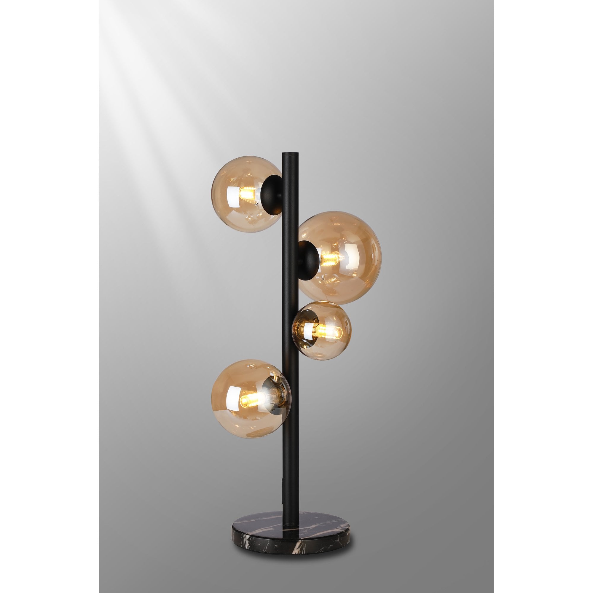 NL9047/AM9 Prague 4 Light Table Lamp Satin Black Amber Plated