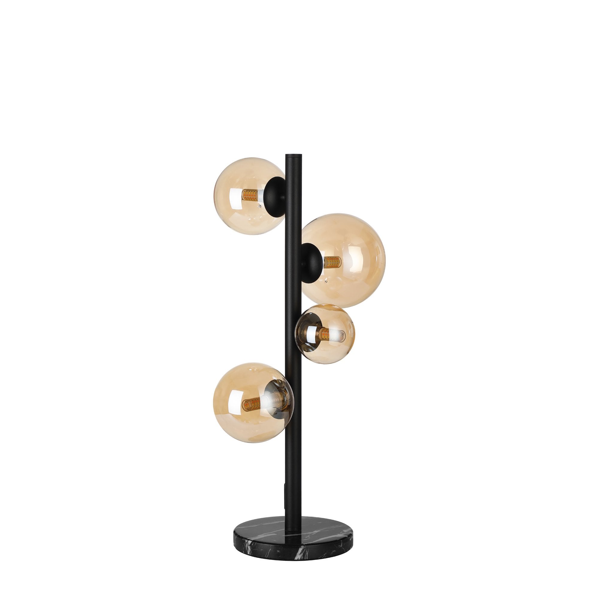 NL9047/AM9 Prague 4 Light Table Lamp Satin Black Amber Plated