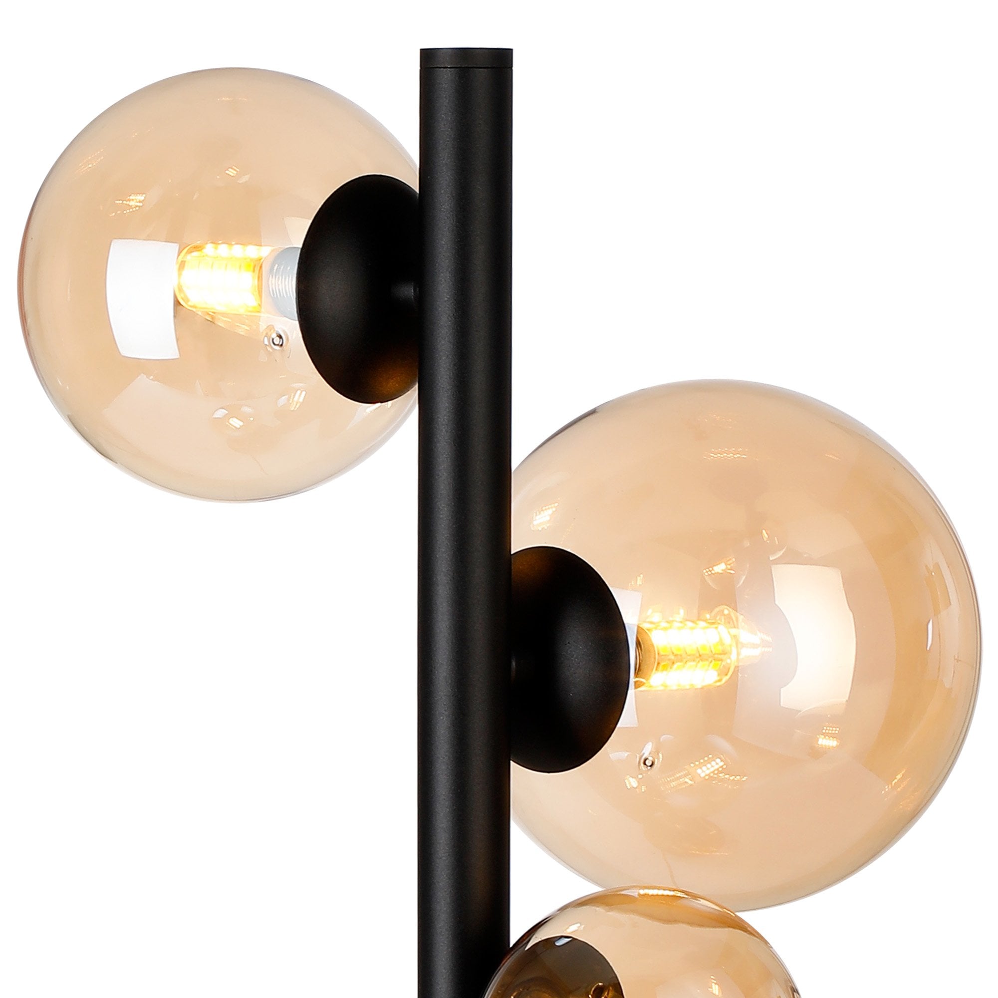 NL9047/AM9 Prague 4 Light Table Lamp Satin Black Amber Plated