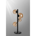NL9047/AM9 Prague 4 Light Table Lamp Satin Black Amber Plated