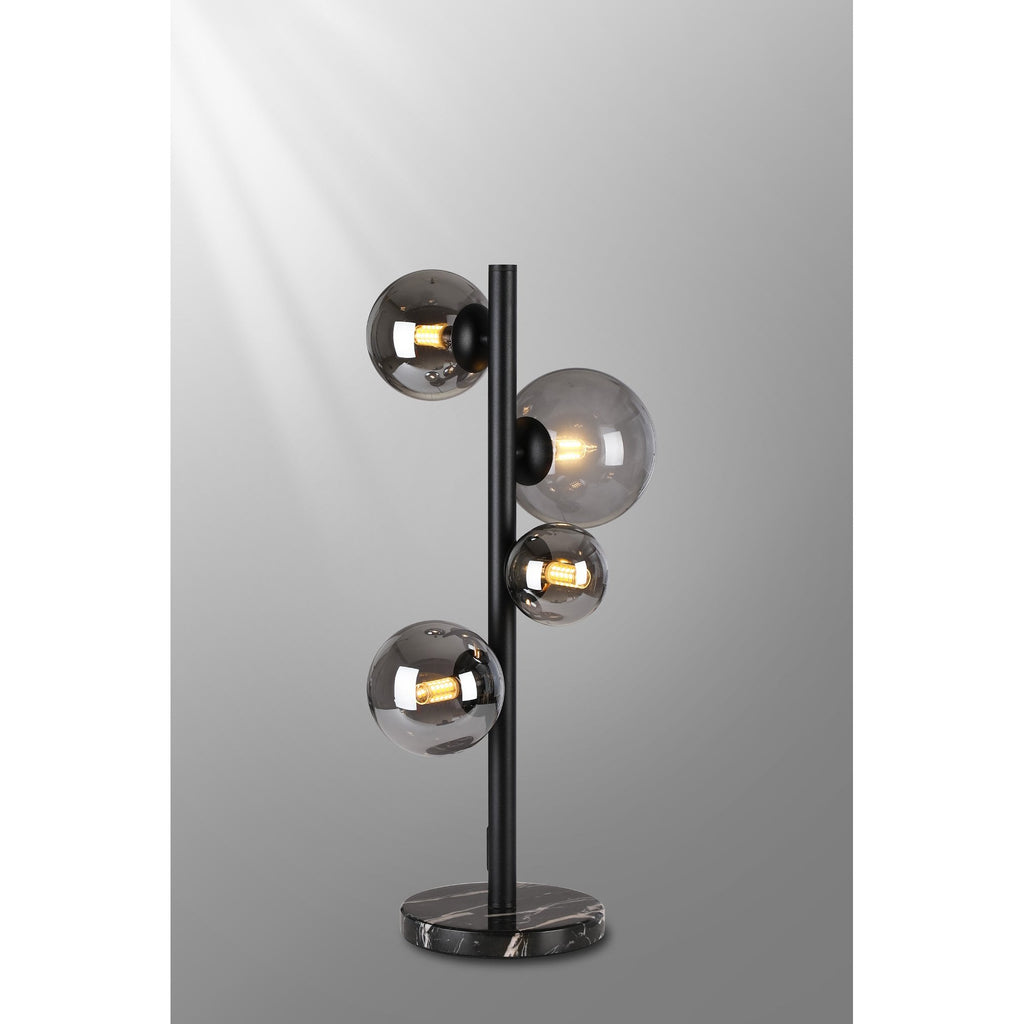 NL9047/SM9 Prague 4 Light Table Lamp Satin Black Smoke Plated