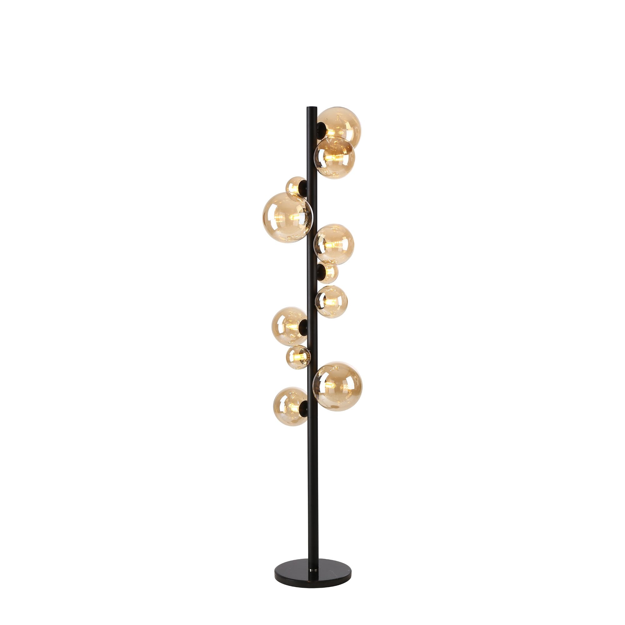 NL9048/AM9 Prague 11 Light Floor Lamp Satin Black Amber Plated