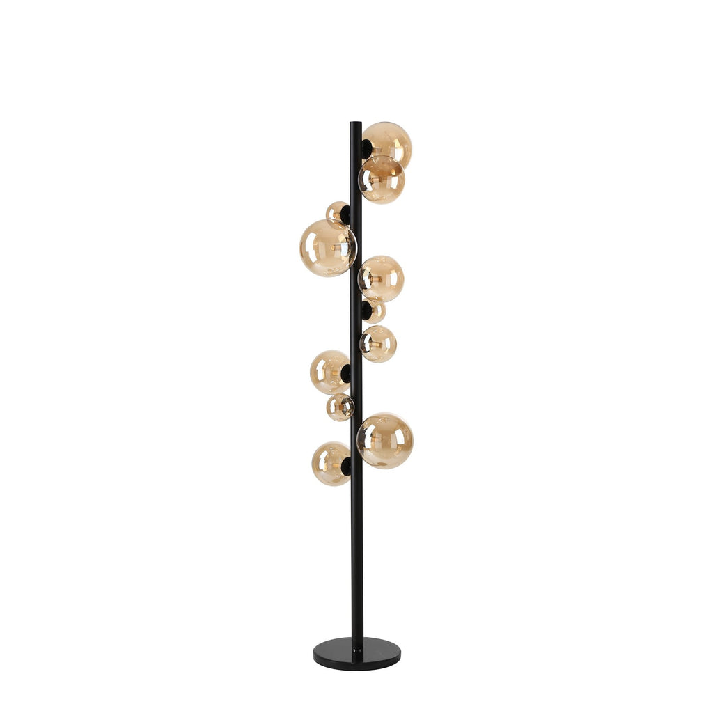 NL9048/AM9 Prague 11 Light Floor Lamp Satin Black Amber Plated