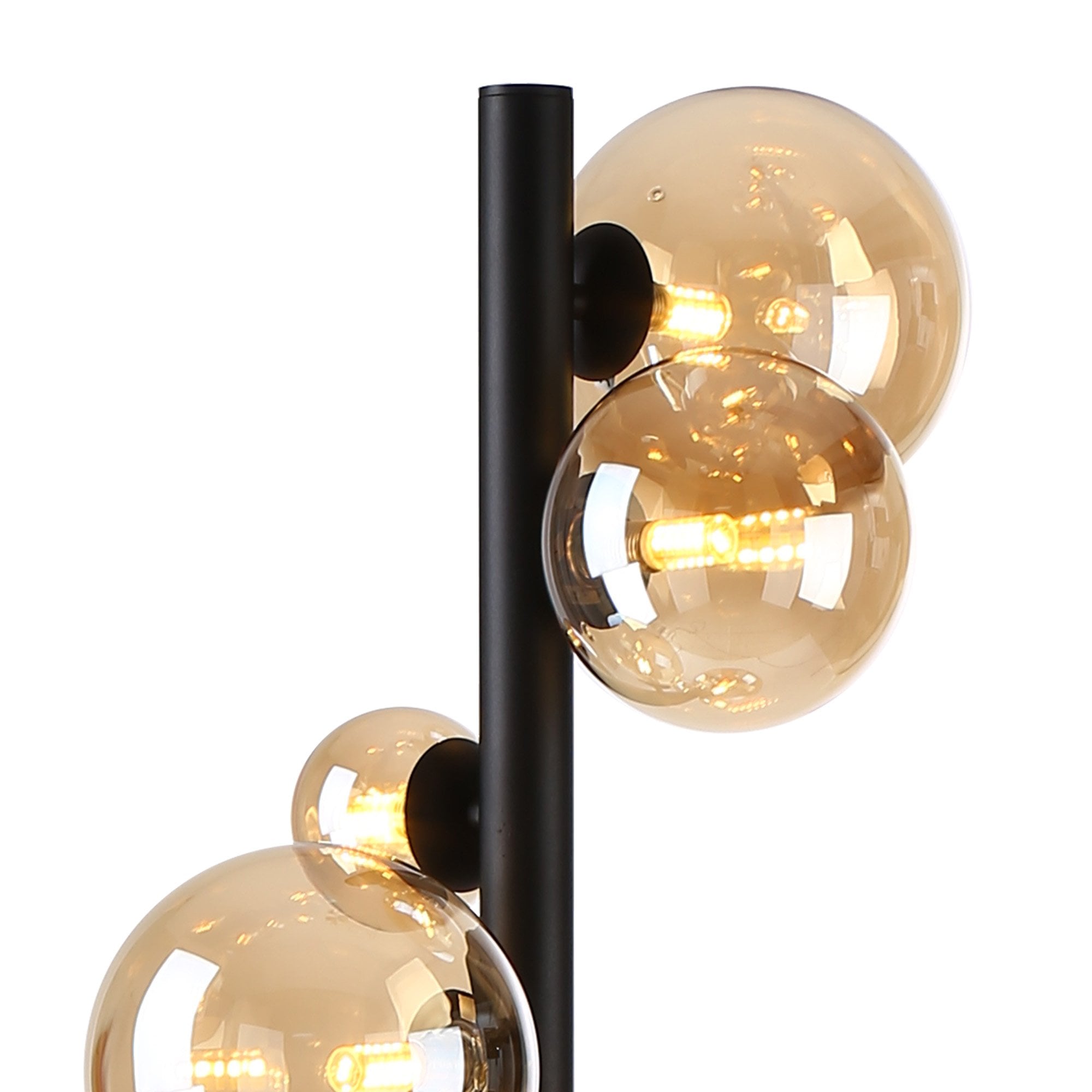 NL9048/AM9 Prague 11 Light Floor Lamp Satin Black Amber Plated