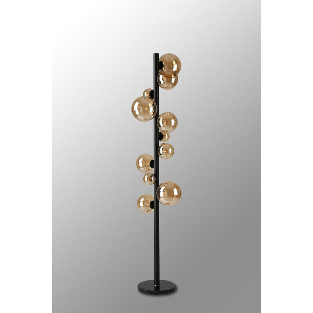 NL9048/AM9 Prague 11 Light Floor Lamp Satin Black Amber Plated