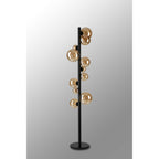 NL9048/AM9 Prague 11 Light Floor Lamp Satin Black Amber Plated