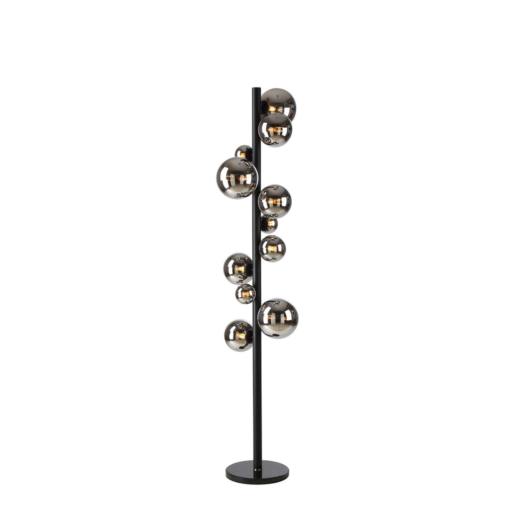NL9048/CH9 Prague 11 Light Floor Lamp Satin Black Chrome Plated