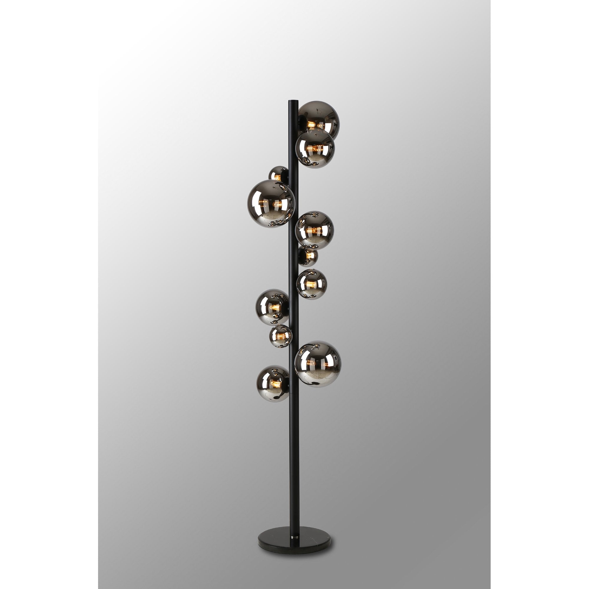 NL9048/CH9 Prague 11 Light Floor Lamp Satin Black Chrome Plated