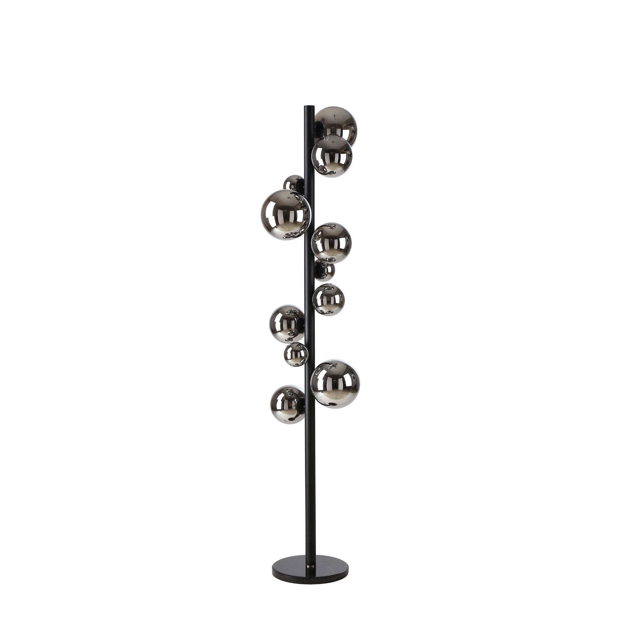 NL9048/CH9 Prague 11 Light Floor Lamp Satin Black Chrome Plated