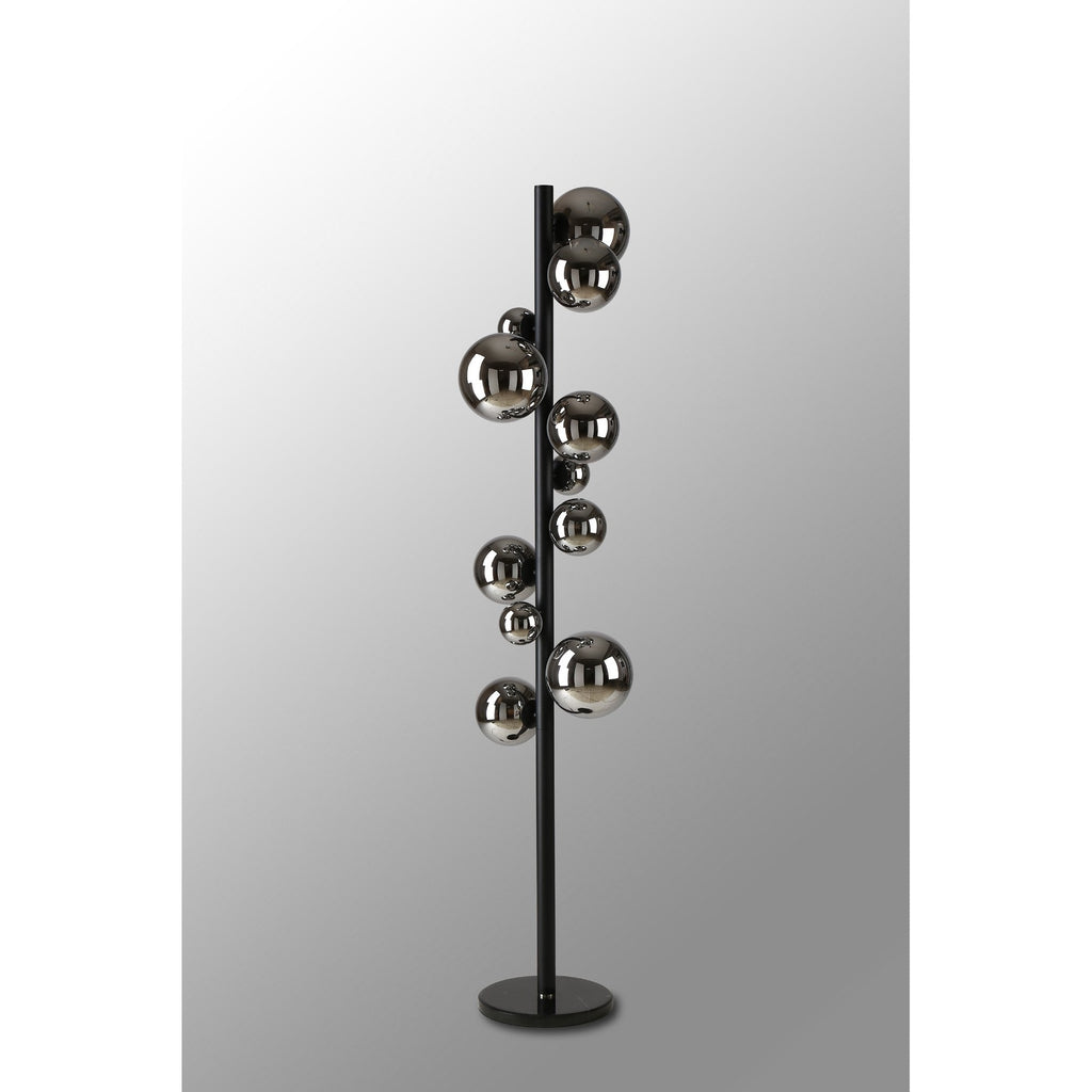 NL9048/CH9 Prague 11 Light Floor Lamp Satin Black Chrome Plated