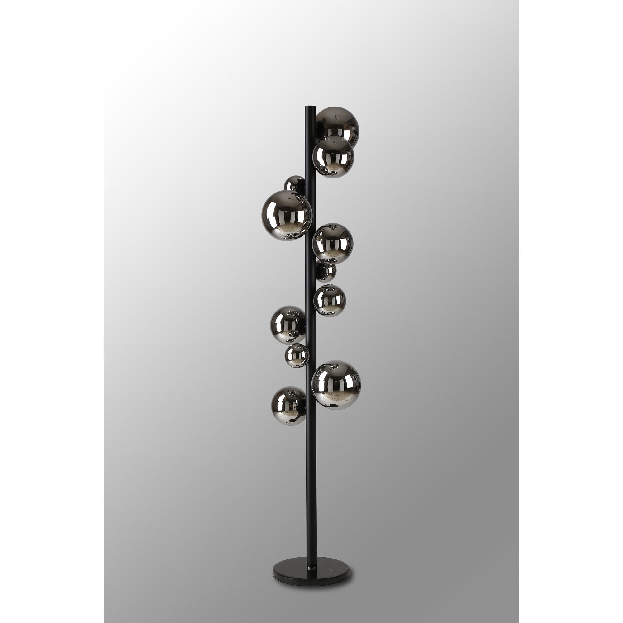 NL9048/CH9 Prague 11 Light Floor Lamp Satin Black Chrome Plated