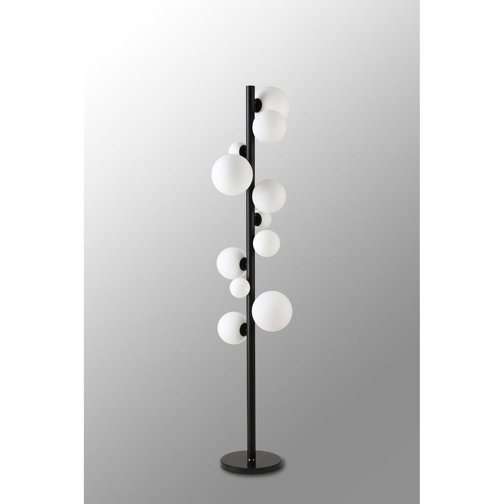 NL9048/OP9 Prague 11 Light Floor Lamp Satin Black Opal