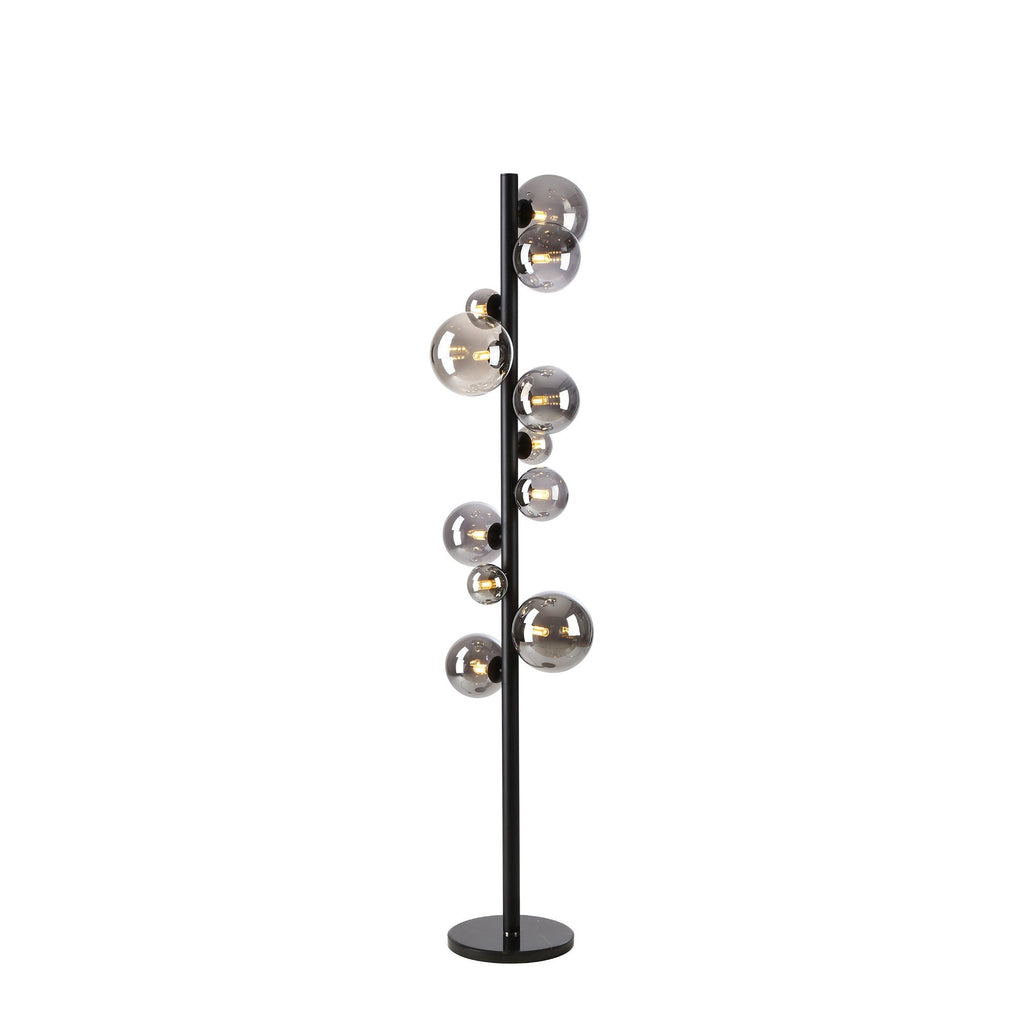 NL9048/SM9 Prague 11 Light Floor Lamp Satin Black Smoke Plated