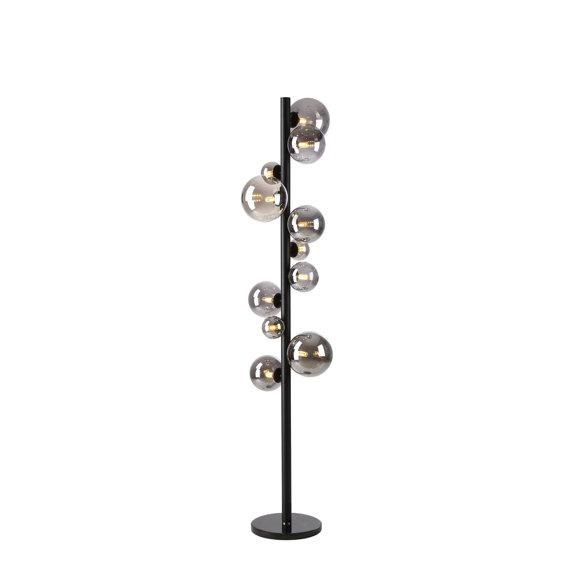 NL9048/SM9 Prague 11 Light Floor Lamp Satin Black Smoke Plated
