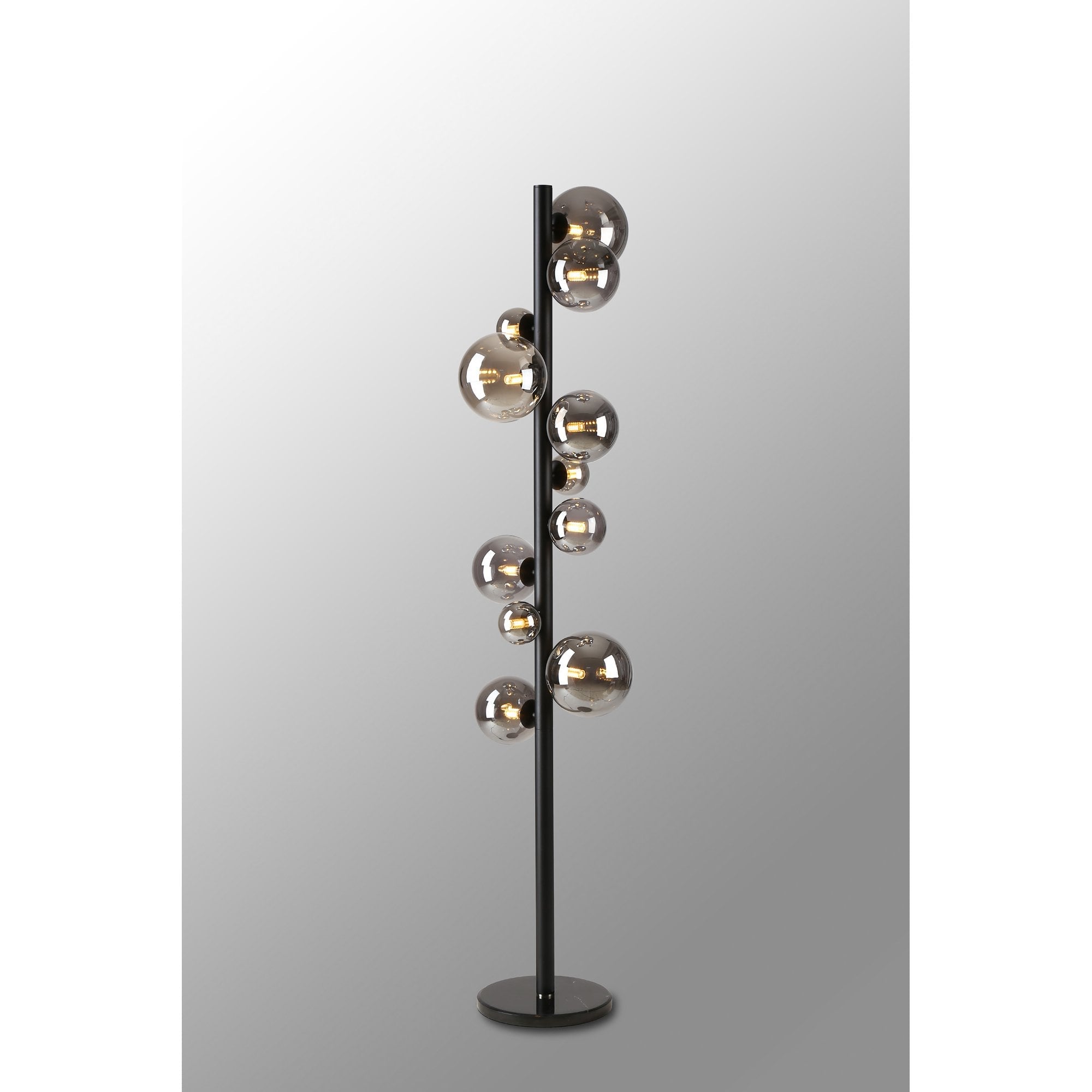NL9048/SM9 Prague 11 Light Floor Lamp Satin Black Smoke Plated