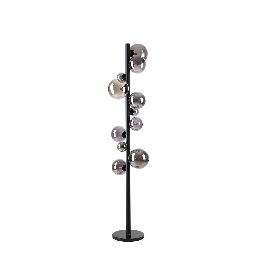 NL9048/SM9 Prague 11 Light Floor Lamp Satin Black Smoke Plated