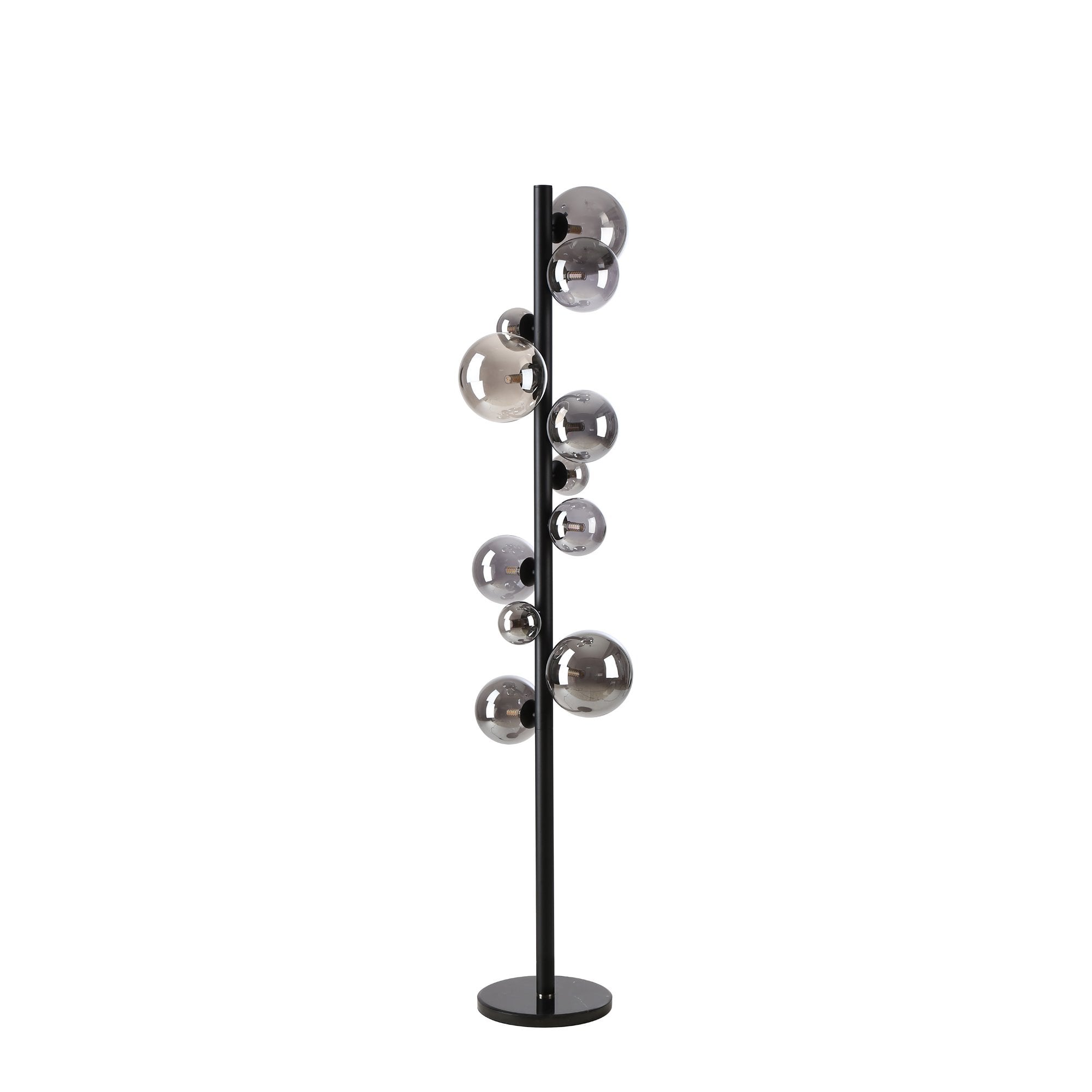 NL9048/SM9 Prague 11 Light Floor Lamp Satin Black Smoke Plated