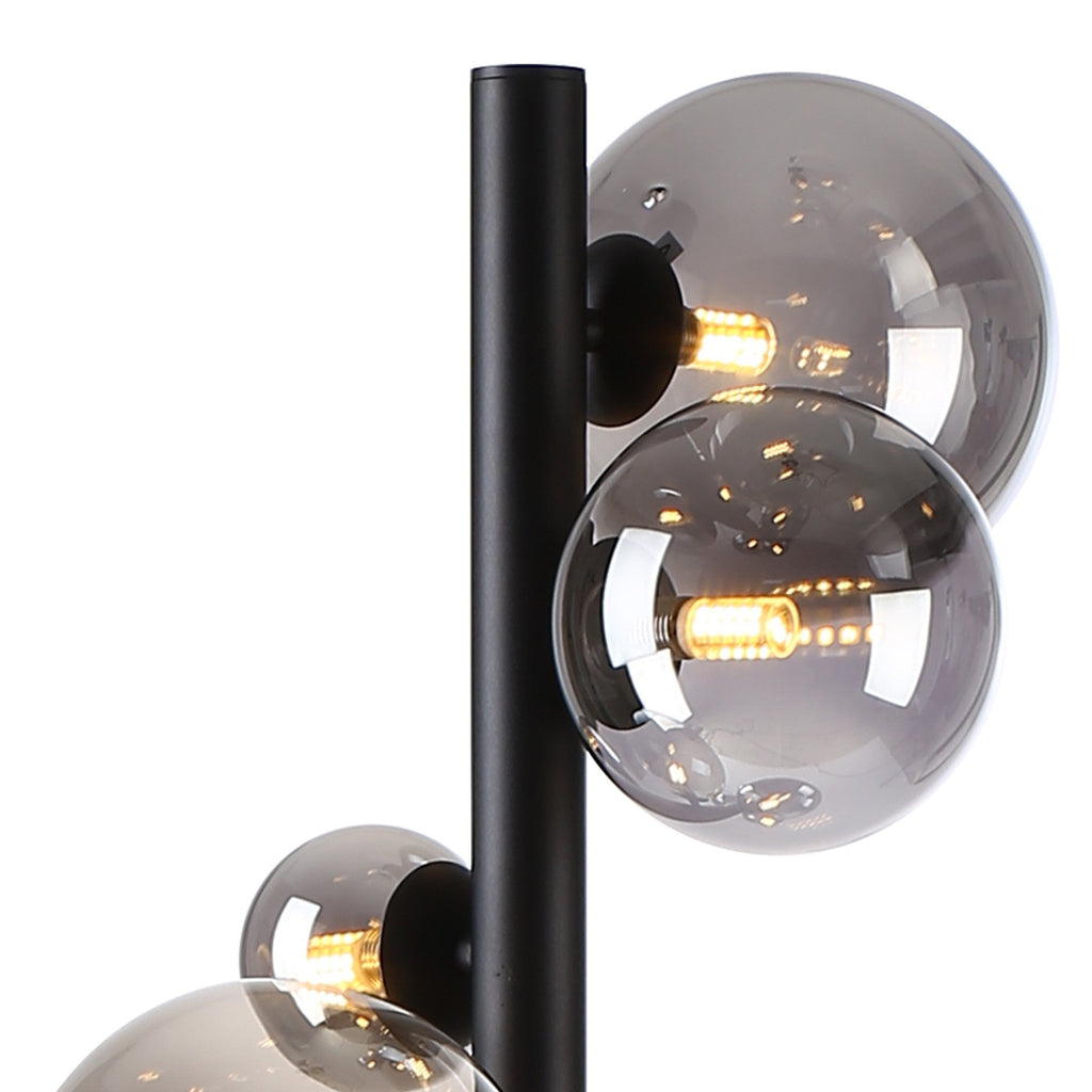 NL9048/SM9 Prague 11 Light Floor Lamp Satin Black Smoke Plated