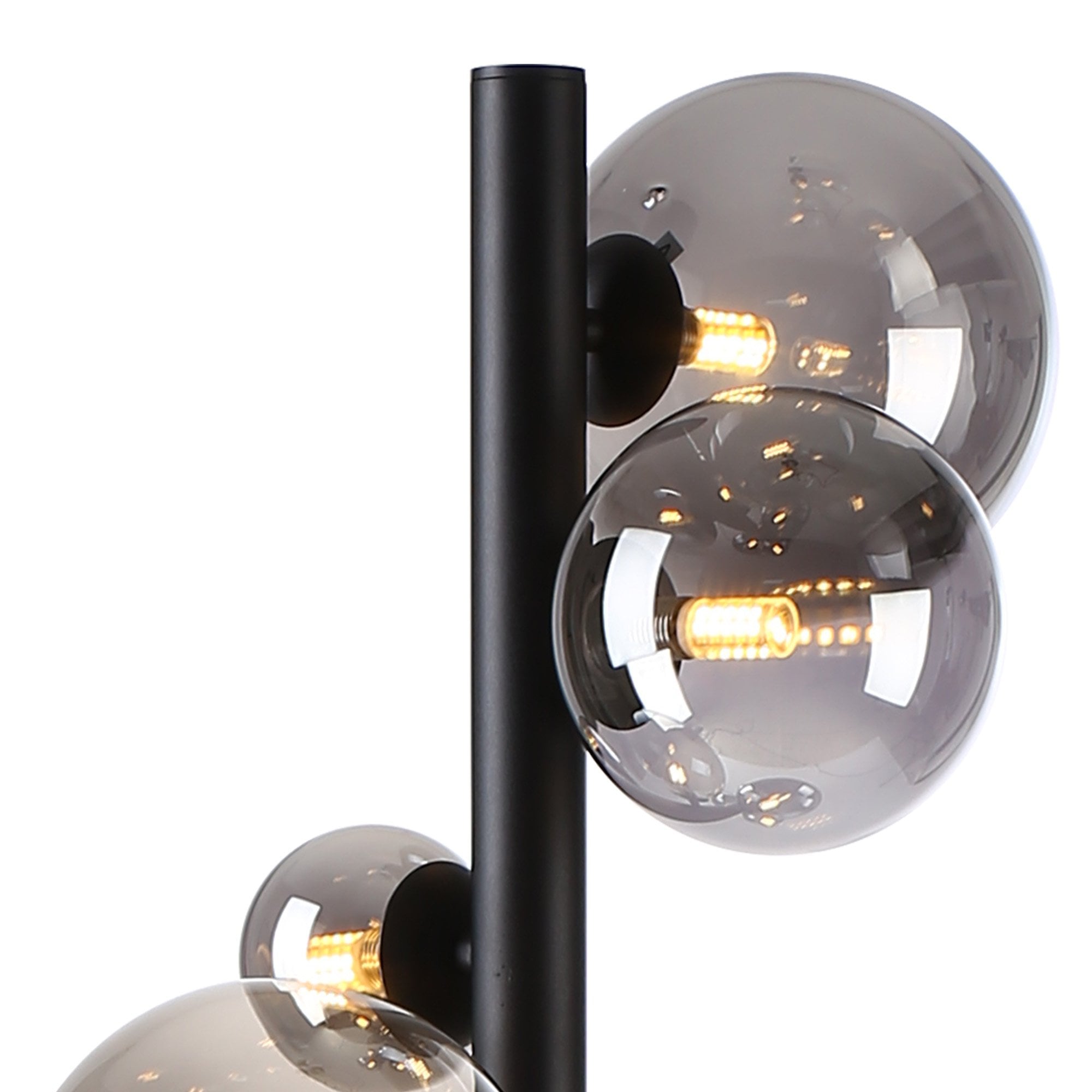 NL9048/SM9 Prague 11 Light Floor Lamp Satin Black Smoke Plated