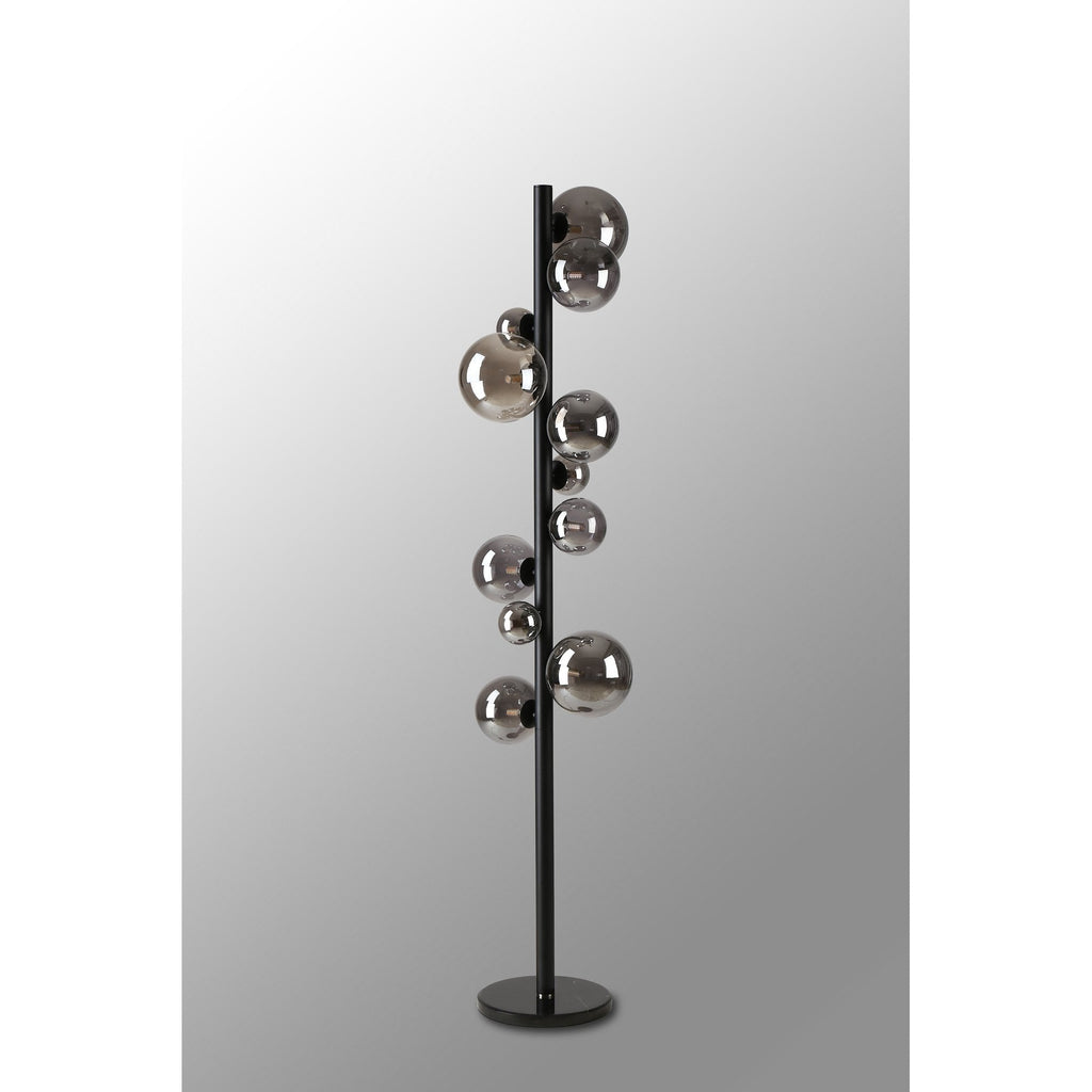 NL9048/SM9 Prague 11 Light Floor Lamp Satin Black Smoke Plated
