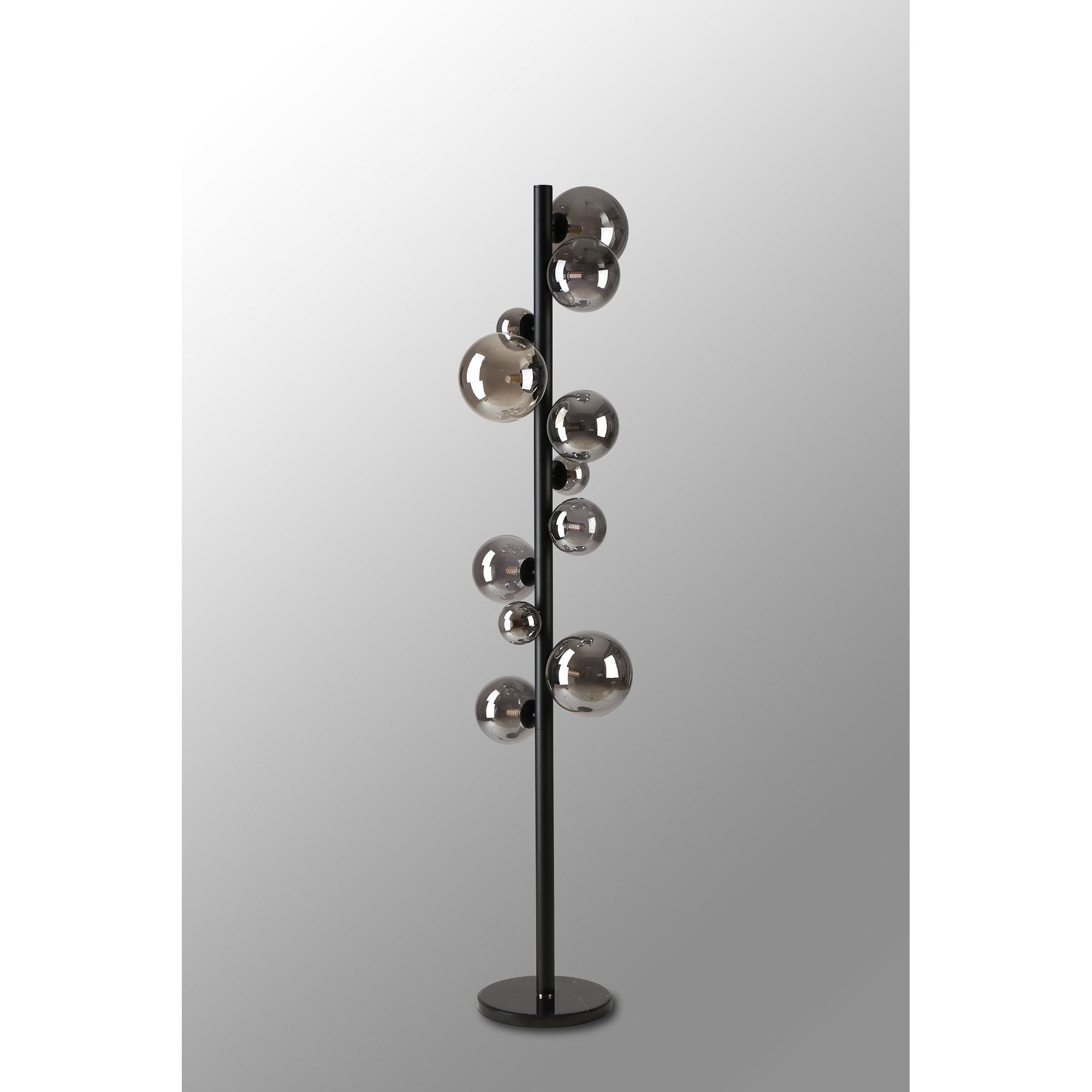 NL9048/SM9 Prague 11 Light Floor Lamp Satin Black Smoke Plated