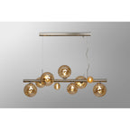 NL9058/AM9 Prague 9 Light Linear Pendant Satin Nickel Amber Plated