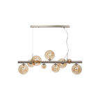 NL9058/AM9 Prague 9 Light Linear Pendant Satin Nickel Amber Plated