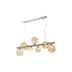 NL9058/AM9 Prague 9 Light Linear Pendant Satin Nickel Amber Plated