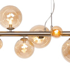 NL9058/AM9 Prague 9 Light Linear Pendant Satin Nickel Amber Plated