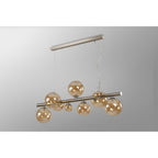NL9058/AM9 Prague 9 Light Linear Pendant Satin Nickel Amber Plated