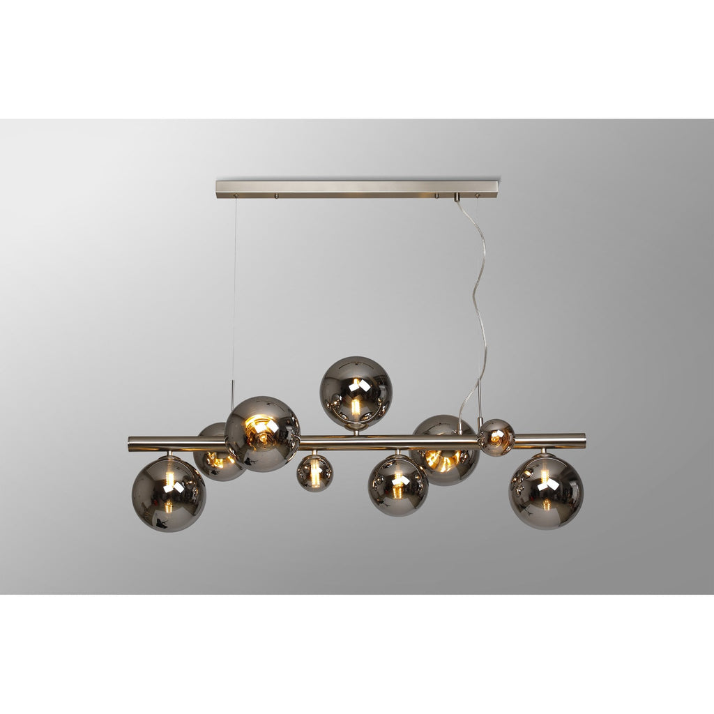 NL9058/CH9 Prague 9 Light Linear Pendant Satin Nickel Chrome Plated
