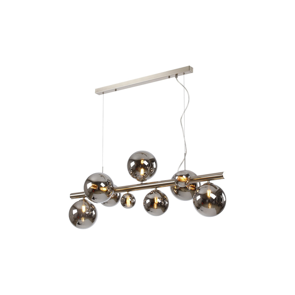 NL9058/CH9 Prague 9 Light Linear Pendant Satin Nickel Chrome Plated