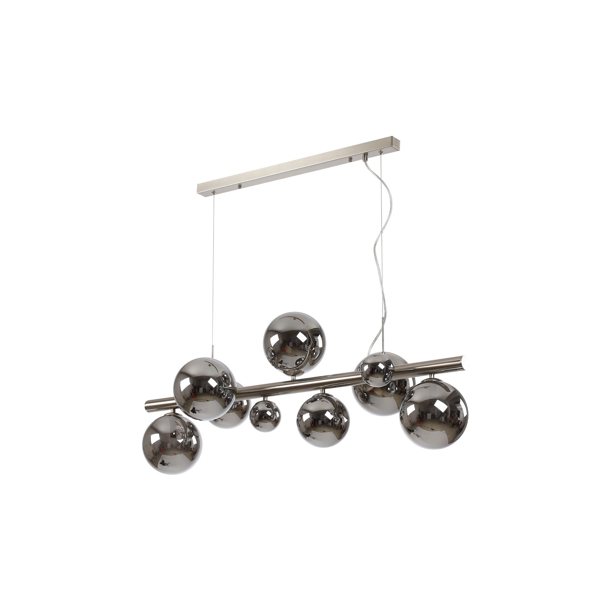 NL9058/CH9 Prague 9 Light Linear Pendant Satin Nickel Chrome Plated