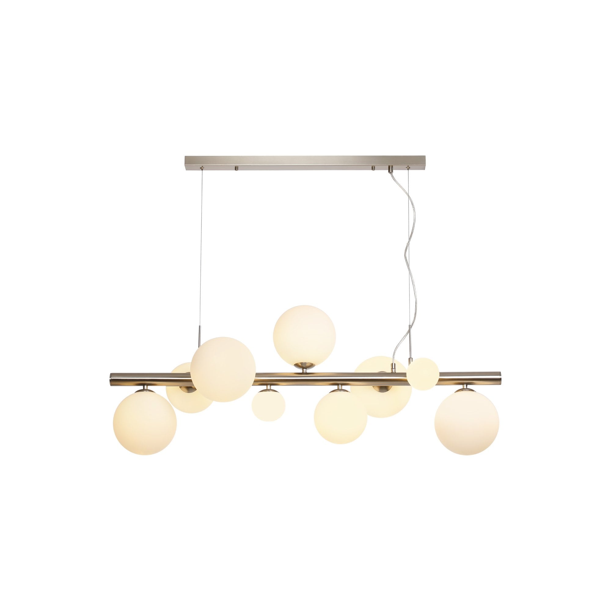 NL9058/OP9 Prague 9 Light Linear Pendant Satin Nickel Opal