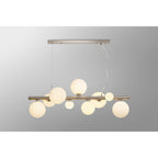 NL9058/OP9 Prague 9 Light Linear Pendant Satin Nickel Opal
