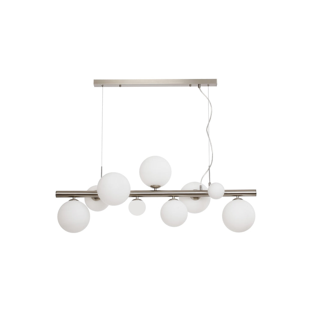 NL9058/OP9 Prague 9 Light Linear Pendant Satin Nickel Opal