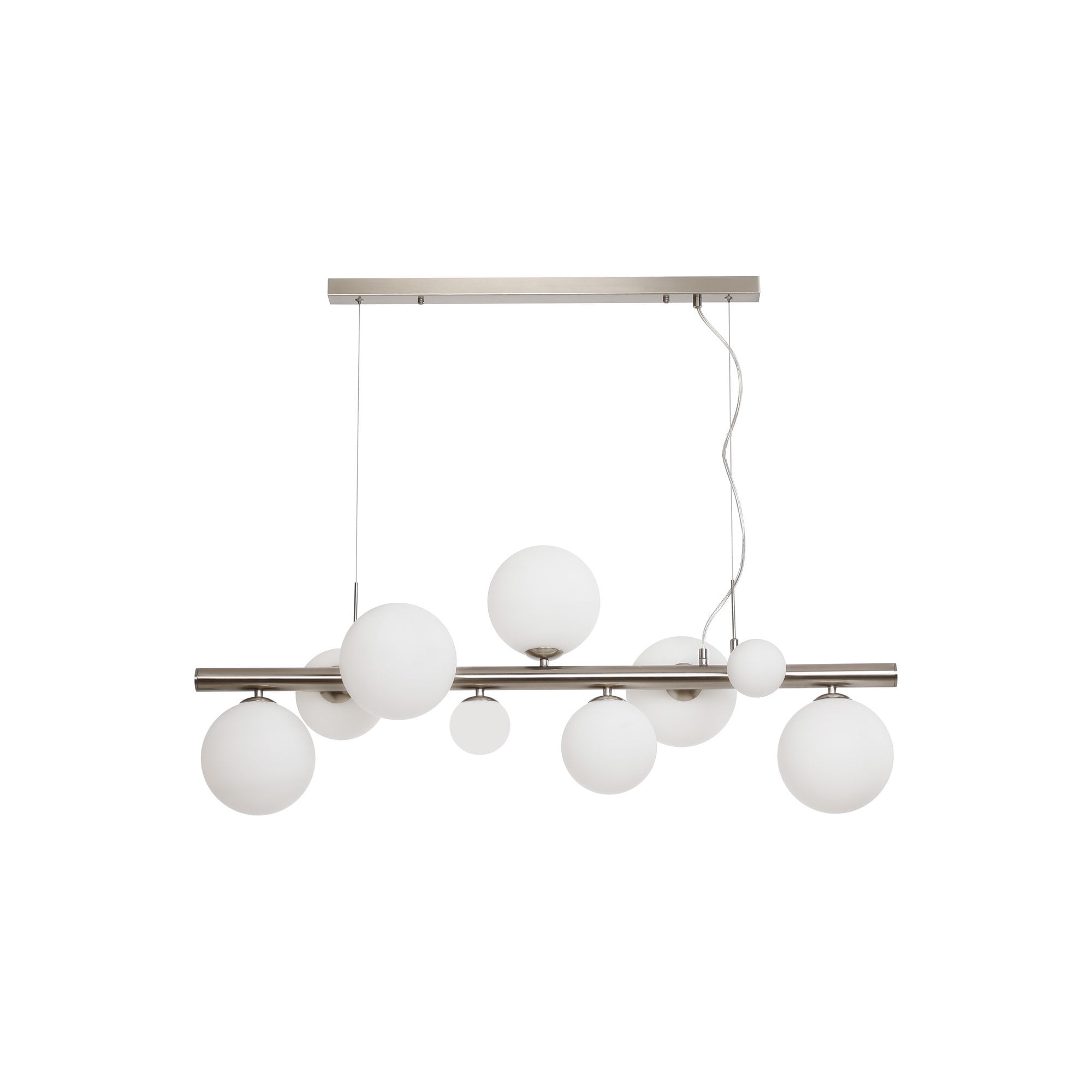 NL9058/OP9 Prague 9 Light Linear Pendant Satin Nickel Opal