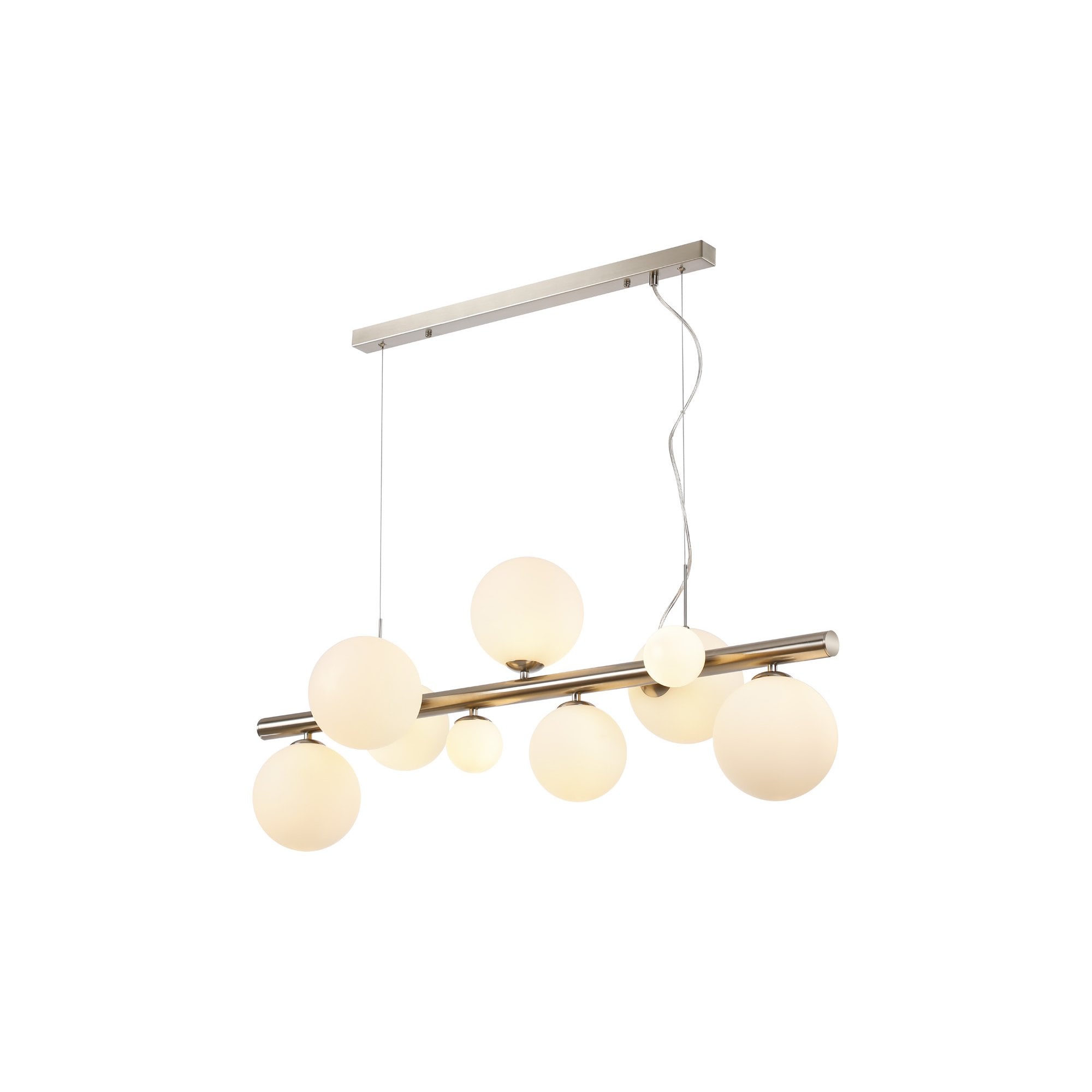NL9058/OP9 Prague 9 Light Linear Pendant Satin Nickel Opal