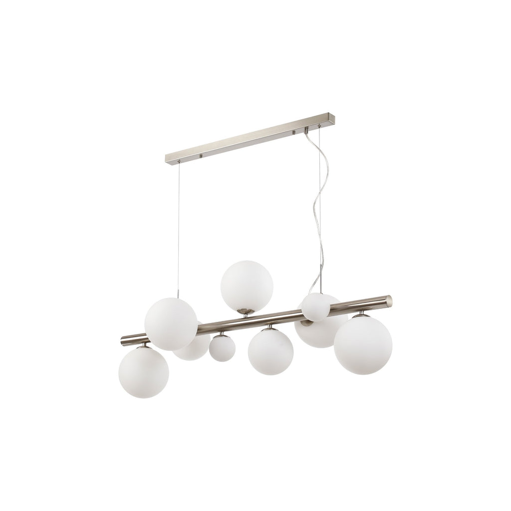 NL9058/OP9 Prague 9 Light Linear Pendant Satin Nickel Opal